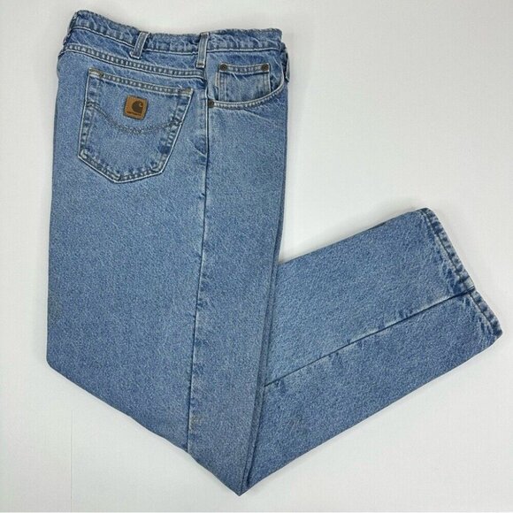 Carhartt Men's Blue Plaid-Lined Tactical Relaxed Straight Leg Jeans W36/L31 - Picture 3 of 13